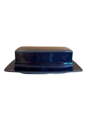 Stoneware Japan Ceramic Butter Dish Rectangular Navy Blue Glossy Finish